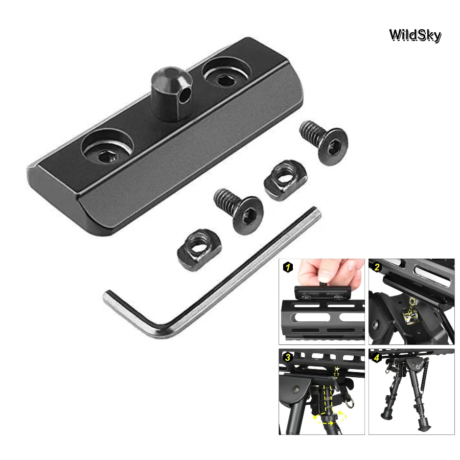 Bipod Rifle Mount - WildSky M-lok Адаптер для крепления Пикатинни,